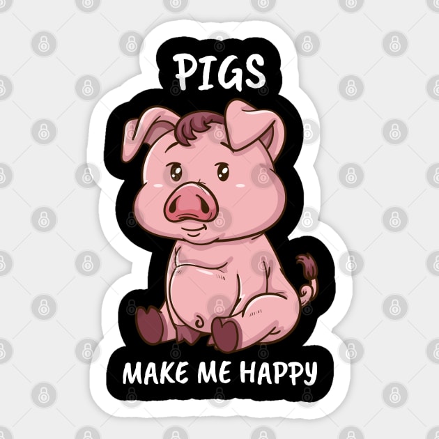 Pigs Make Me Happy Farmer Swine Pig Women Cute Pig Sticker by PomegranatePower